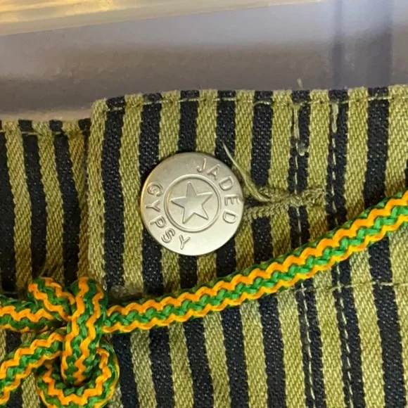 Jaded Gypsy Olivia Striped Harem Drop Crotch Shorts BoHo Green ~ Size L/XL ~ NWT - Picture 9 of 15